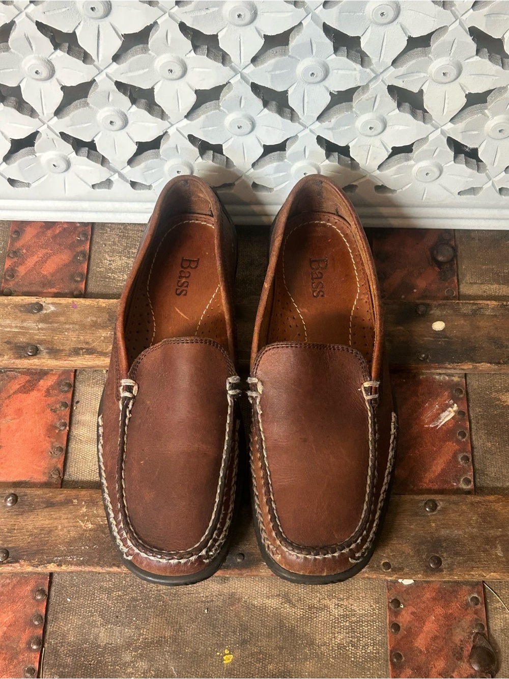 Bass Brown Leather Loafers Slip On Casual Comfort Shoes Men’s 8